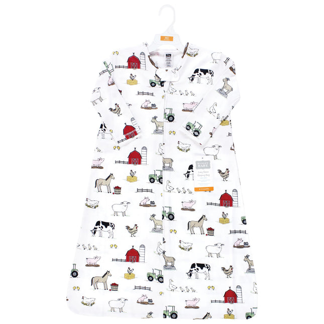 Hudson Baby Saco de Dormir, Manta, Saco de Algodón Jersey de Manga Larga para Bebé Unisex, Granja, 0-6 Meses