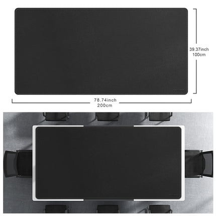 CENNBIE Leather Desk Mat, 200 x 100cm Extra Large Desk Pad Blotter Protector, Extended Non-Slip Table Pad, Waterproof PU Leather Desk Mat on top of desks Large for Office and Home (Black)