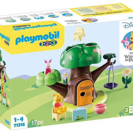 Playmobil 71316 1.2.3 & Disney: Winnie's & Piglet's Tree House, Winnie-the-Pooh, educational toys for toddlers, gifting toy and fun imaginative role-play, playsets for children ages 12 months+