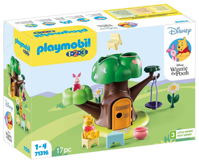 Playmobil 71316 1.2.3 & Disney: Winnie's & Piglet's Tree House, Winnie-the-Pooh, educational toys for toddlers, gifting toy and fun imaginative role-play, playsets for children ages 12 months+