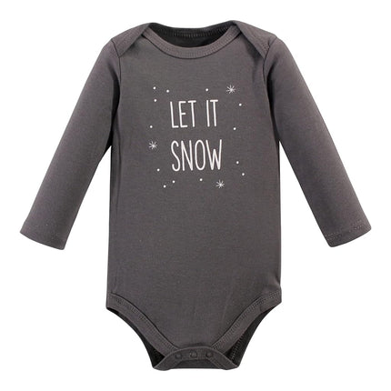 Hudson Baby pañaleros de manga larga de algodón para bebés, paquete de 3, pingüino gris, 0-3 meses