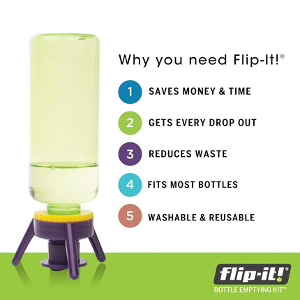 Flip-It! Bottle Emptying Kit (6 Pack, Bright Color Edition)