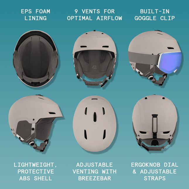 Retrospec Zephyr Ski & Snowboard Helmet for Adults - Adjustable with 9 Vents - Impact Resistant ABS Shell & EPS Foam - Matte Canyon, Small 52-55.5cm