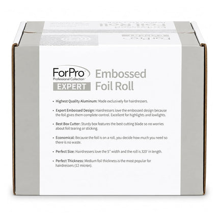 ForPro Professional Collection Expert Embossed Aluminum Foil Roll, 320 Ft Hair Foils for Color Application and Highlighting Services, Silver, Medium, 5W