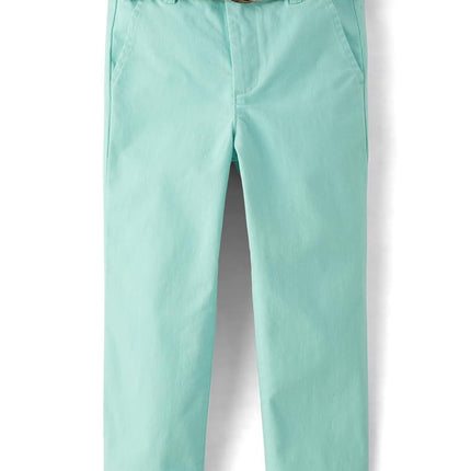Gymboree Boys' and Toddler Belted Chino Pants, Aqua Sea Kiss, 10