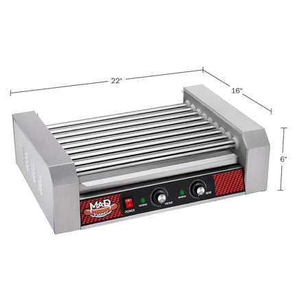 GRETA NORTHERN POPCORN COMPANY Gril à hot-dogs avec 9 rouleaux en acier inoxydable, ZPG-6002E, gris