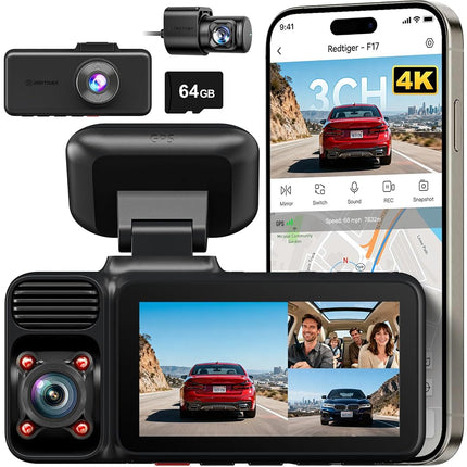 REDTIGER F17 4K 3CH Dash Cam, STARVIS 2 IMX675 HDR