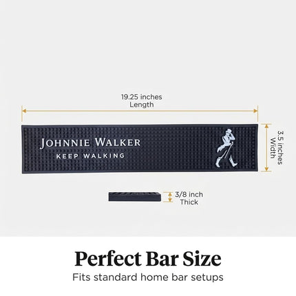 Johnnie Walker Bar Mat Keep Walking Scotch Whisky Spill Mat Rail Drip Mat - 19.25" x 3.5"