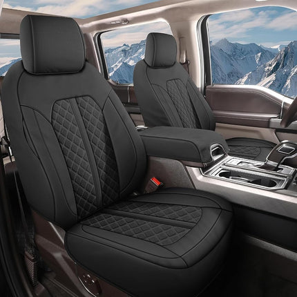 Tecoom Housses de siège avant en cuir imperméable pour camionnette Dodge Ram 1500 de 2009 à 2018, Ram 2500/3500 Crew Mega Cab de 2010 à 2023, avant concave, noir