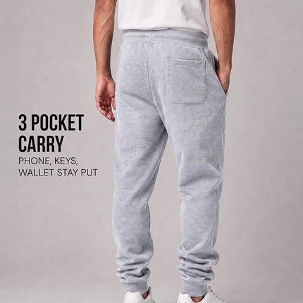 Southpole Men's 1570 Basic Active Fleece Jogger Sweatpants, Heather Grey, 3XL Big Tall