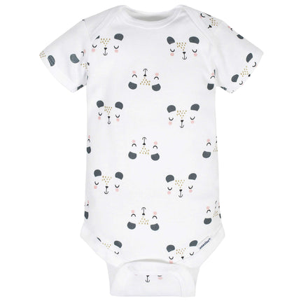 Gerber baby-girls 8-pack Short Sleeve Onesies Bodysuits, Bear Pink, 12 Months