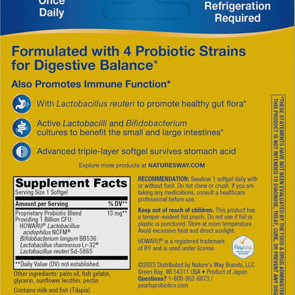 Nature's Way Primadophilus Reuteri Pearls, 60 Count (Packaging May Vary)