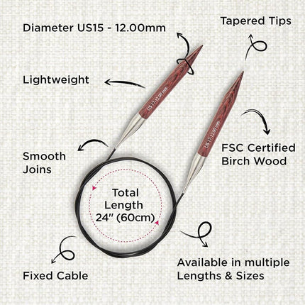 KnitPro Dreamz Fixed Circular Needles 24" (60cm) | Size 12.00mm
