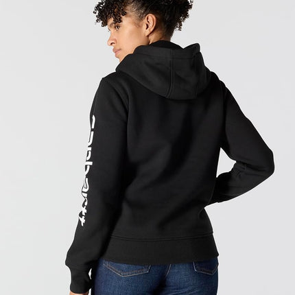 Carhartt Women's Relaxed Fit Midweight Logo Sleeve Graphic Sweatshirt, Black, M