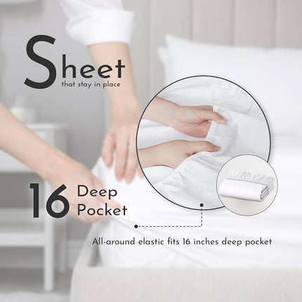 Linen Closet 144 Thread Count Organic Cotton 4-Piece Sheet Set,Queen, Light Grey