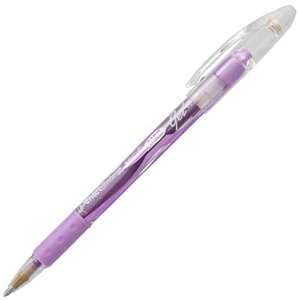 Pentel Sunburst Metallic Gel Pen, 0.8mm Tip Writes 0.4mm Line, Violet/Transparent Barrel Violet Ink, Box of 12 (K908-MV) by Pentel