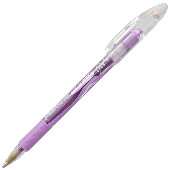 Pentel Sunburst Metallic Gel Pen, 0.8mm Tip Writes 0.4mm Line, Violet/Transparent Barrel Violet Ink, Box of 12 (K908-MV) by Pentel