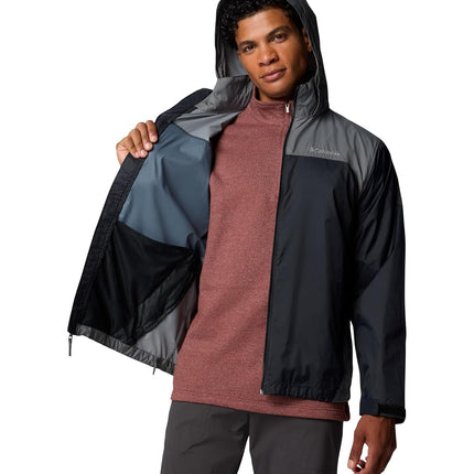 Columbia Mens Glennaker Lake II Rain Jacket, Black/City Grey, 2X