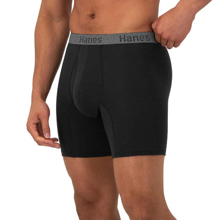 Hanes Men's Comfort Flex Fit, Ultra Soft Stretch, Long, 3-Pack Boxer Briefs, Blue-Regular Leg-3 Pack, XXL (Pack of 3)