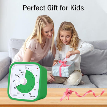 Yunbaoit Visual Timer with Protective Case, 60 Minute Silent Countdown Timer for Kids and Adults Clock Time Management Tool(Green)