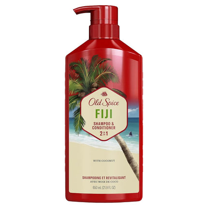 Old Spice Fiji 2-in-1 Shampoo and Conditioner for Men, 21.9 Fl Oz Each, Twin Pack