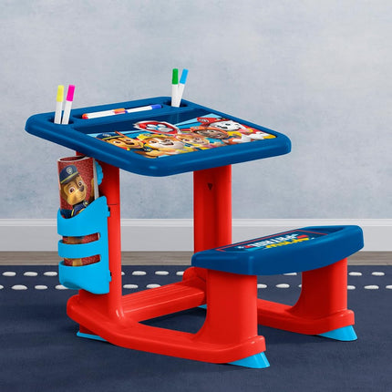 Delta Children PAW Patrol Draw and Play Desk Includes 10 Markers and Coloring Book, Blue