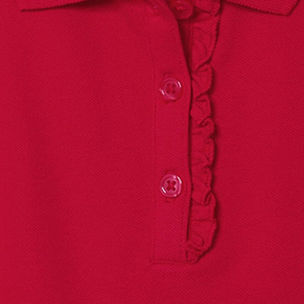 The Children's Place Girls' Uniform Ruffle Pique Polo, Ruby 4 Pack, X-Small