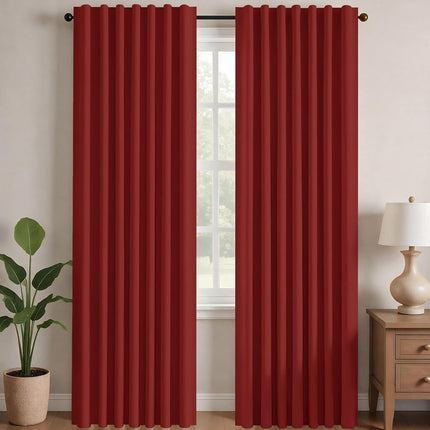 Deconovo Blackout Curtains Back Tab and Rod Pocket, 52x45 Inch, True Red, Thermal Insulated Room Darkening Red Curtains for Kitchen Window