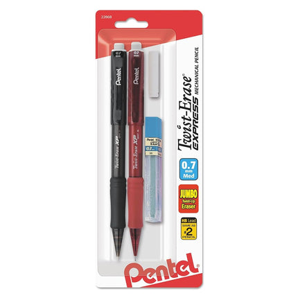 Pentel QE417LEBP2 Twist-Erase EXPRESS Mechanical Pencil, .7 mm, 2 per Set