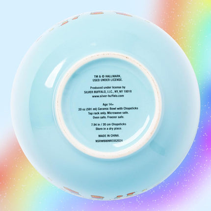 Cuenco de ramen de cerámica Silver Buffalo Rainbow Brite y Twink con palillos y cuchara, 591 ml