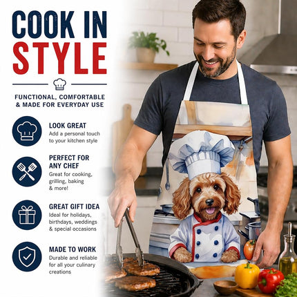 Caroline's Treasures Cockapoo The Chef Apron Cooking Kitchen Server Baking Crafts Gardening for Adult Women Men, Unisex, Large, Multicolor