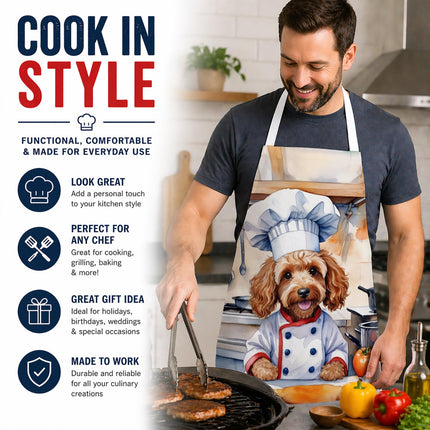 Caroline's Treasures Cockapoo The Chef Apron Cooking Kitchen Server Baking Crafts Gardening for Adult Women Men, Unisex, Large, Multicolor