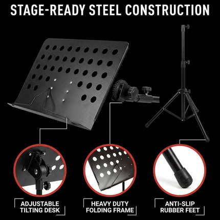 Windsor G905 Adjustable Orchestral Sheet Music Stand, Black
