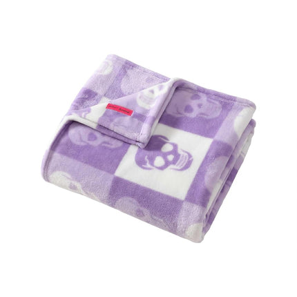 Betsey Johnson - Blanket, Buttery-Soft Throw Blanket for Couch or Bed, Boldly Plush & Oversized Bedding, Halloween Decor (Cracked Checkered Skull Purple, 50" x 70")