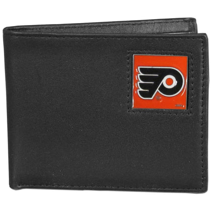 Portefeuille en cuir à deux volets NHL Philadelphia Flyers présenté dans une boîte cadeau, Noir