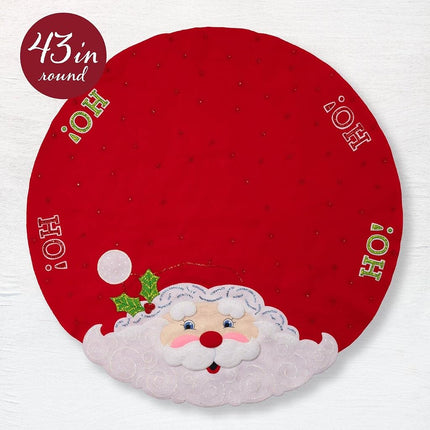 Bucilla, Jolly Santa, Felt Applique Christmas Tree Skirt Making Kit, Perfect for Holiday DIY Needlepoint Arts and Crafts, 89640E