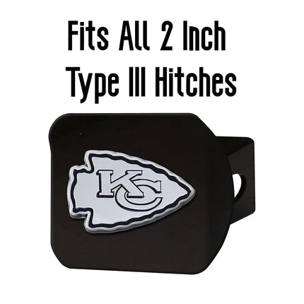 Kansas City Chiefs NFL Black Metal Hitch Cover with Chrome Team Logo by FANMATS - Unique Team Logo Molded Design – Easy Installation on Truck, SUV, Car - Ideal Gift for Die Hard Football Fan