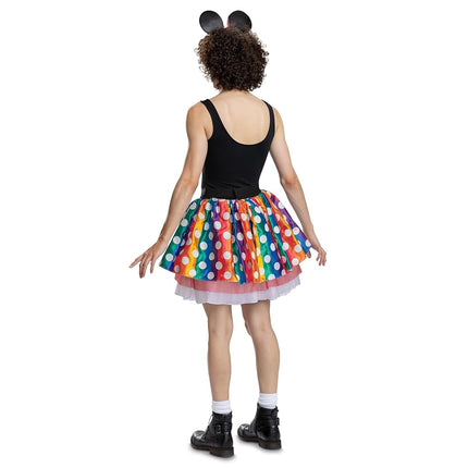 Disney Pride Minnie Mouse Costume, Official Disney Costume Tutu with Minnie Ears Headpiece, Adult Size (L/XL)