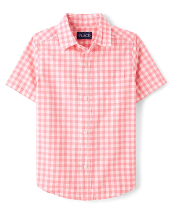 The Children's Place Boys' Short Sleeve Poplin But