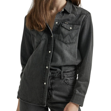 Wrangler Women's Boyfriend Denim Snap Closure Shir