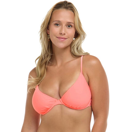 Body Glove Women's Smoothies Solo Solid Underwire D, Dd, E, F Cup Bikini Top Swimsuit, Coral, D