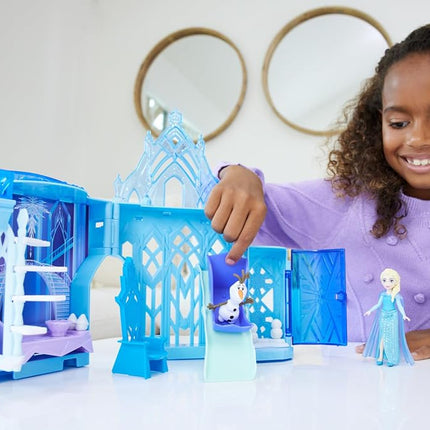 Mattel Disney Frozen Toys, Elsa Stackable Castle Doll House Playset with Small Doll and 8 Pieces, Inspired by the Disney Frozen Movies, Kids Travel Toys and Gifts, HLX01