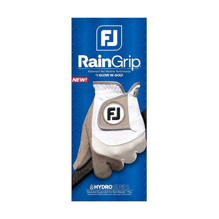 FootJoy RainGrip Men's Golf Glove - White/Grey, Large - 1 Pair