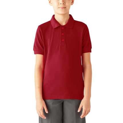 Dickies Boys' Short Sleeve Pique Polo, English Red