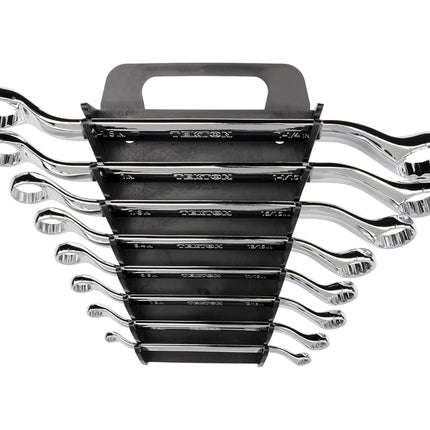 TEKTON 45-Degree Offset Box End Wrench Set with Holder, 8-Piece (1/4-1-1/4 in.) | WBE23408