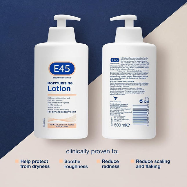 E45 2 PACK 500ML Dermatological Moisturising Lotion