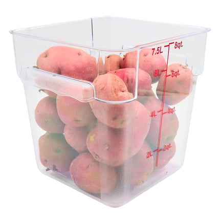 FSE Square Food Container, 8 Quart, Polycarbonate, Reusable, Clear, NSF, (LID SOLD SEPARATELY)