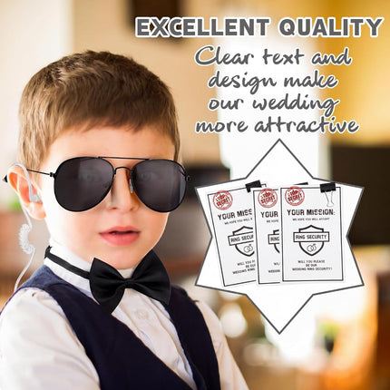 Mepase 21 Pcs Ring Wedding Bearer Security Set Include Ring Bearer Box ID Badge Holder Sunglass Acoustic Earpiece Tube Mission Card with Binder Clip Bow for Kids (Cloth Suitcase)