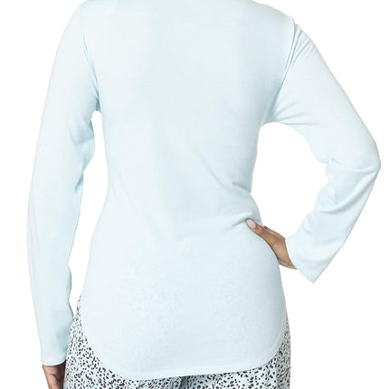 HUE Women's Fashion Sleepwear Pajama Tops, Corydalis Blue-A Brew, Medium