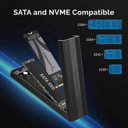 SABRENT M.2 NVMe Enclosure, Tool Free NVMe and SATA